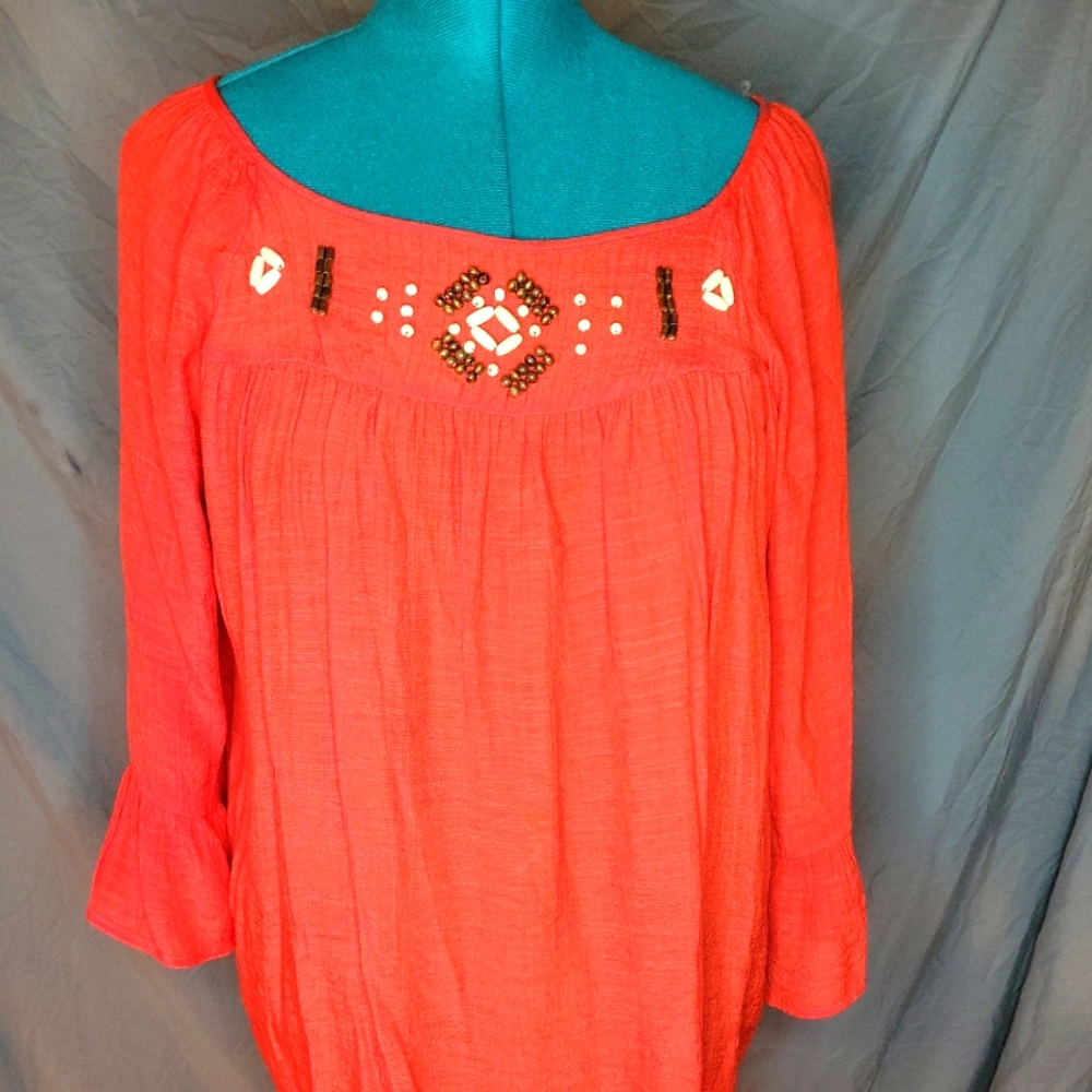 Zac & Rachel Women's Orange Plus Size Shirt